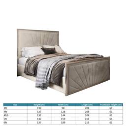 Casani Somerton Upholstered Soft Velvet Beige Metal Designer Bed Frame in Cream - Size: Small Double - thumbnail 8