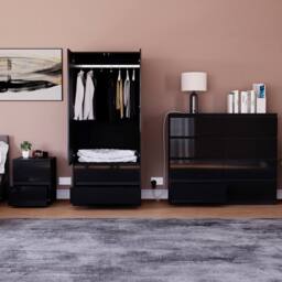 HD Designs Vida Designs Glinton 3 Piece Bedroom Set (2 Drawer Bedside Chest, 8 in Black - thumbnail 3