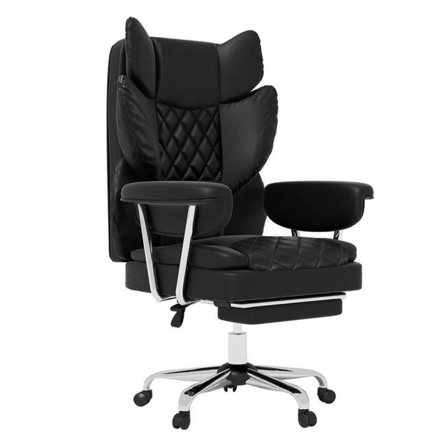 Levede Office Desk Chair Big & Tall for Heavy People with Footrest PU in Black - image 1