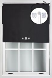 Furnished Black Blackout Roller Blinds with Triple Square Eyelets & Metal Fittings - Size: 150 cm width x 210 cm drop - thumbnail 1