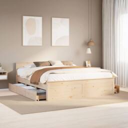 Berkfield Home Durable Bed Frame without Mattress with Headboard 200x200 cm Soli in Light Tan - thumbnail 2