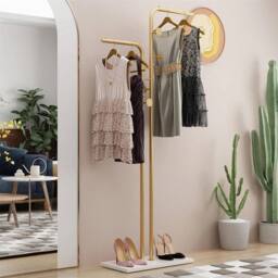 KORVIXA Floor Metal Clothing Rack Bedroom in Gold - thumbnail 5