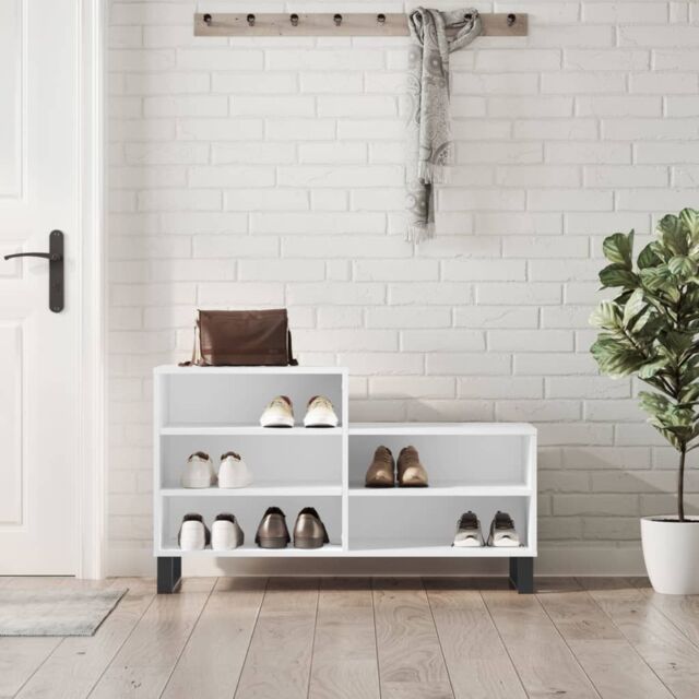Berkfield Home Shoe Cabinet White 102x36x60 cm Engineered Wood - Size: 102 x 36 x 60 cm - image 1