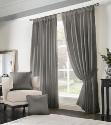 Luxury Living Adi Lined Pencil Pleat Curtains in Silver - Size: 229 cm width x 274 cm drop - thumbnail 2