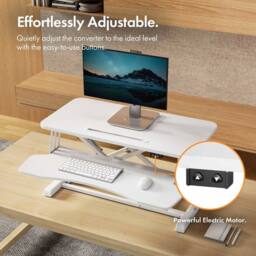 NESTLUNE Electric Standing Desk Converter, Height Adjustable in White - Size: 100 cm x 100 cm - thumbnail 5