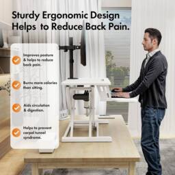 NESTLUNE Electric Standing Desk Converter, Height Adjustable in White - Size: 100 cm x 100 cm - thumbnail 4