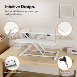 NESTLUNE Electric Standing Desk Converter, Height Adjustable in White - Size: 100 cm x 100 cm - thumbnail 6