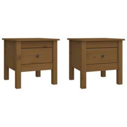 Berkfield Home Side Tables 2 pcs Honey Brown 40x40x39 cm Solid Wood Pine - Size: 40 x 40 x 39 cm - thumbnail 3