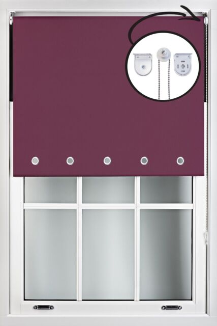 Furnished Aubergine Blackout Roller Blinds with Chrome Round Eyelets & Metal Fittings - Size: 90 cm width x 165 cm drop - image 1