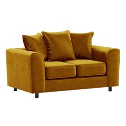 Furnishings For Less UK Brooklyn Plush Velvet Foam Fabric 2 Seater Sofa Scatter Back in Gold