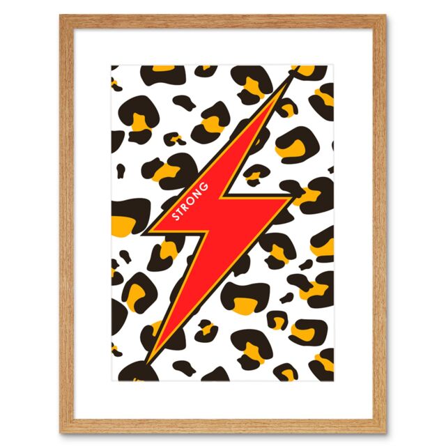 "Artery8 Wall Art Print Leopard Shapes Strong Framed in Beige - Size: W7"" x H9""" - image 1