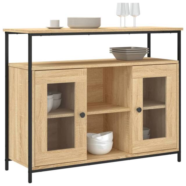 Berkfield Home Sideboard Sonoma Oak 100x35x80 cm Engineered Wood in Brown - Size: 100 x 35 x 80 cm - image 1