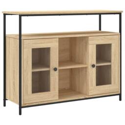 Berkfield Home Sideboard Sonoma Oak 100x35x80 cm Engineered Wood in Brown - Size: 100 x 35 x 80 cm - thumbnail 3