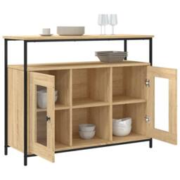 Berkfield Home Sideboard Sonoma Oak 100x35x80 cm Engineered Wood in Brown - Size: 100 x 35 x 80 cm - thumbnail 4