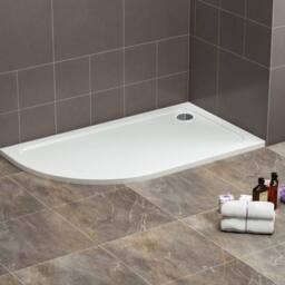 Bathroom Kingdom Oliver Stone Left Quadrant Shower Tray 1200X900mm in White