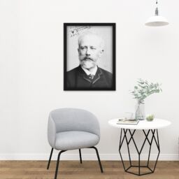 "Artery8 Wall Art Print Autograph Portrait Russian Composer Tchaikovsky Photo Large Framed Wall Décor Art in Brown - Size: W18"" x H24""" - thumbnail 2