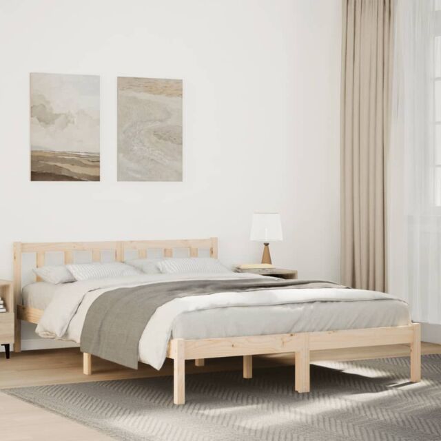 Berkfield Home Extra Long Bed Frame without Mattress 140x220 cm Solid Wood Pine in Brown - image 1