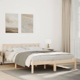 Berkfield Home Extra Long Bed Frame without Mattress 140x220 cm Solid Wood Pine in Brown - thumbnail 1
