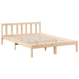 Berkfield Home Extra Long Bed Frame without Mattress 140x220 cm Solid Wood Pine in Brown - thumbnail 3