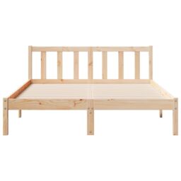 Berkfield Home Extra Long Bed Frame without Mattress 140x220 cm Solid Wood Pine in Brown - thumbnail 4