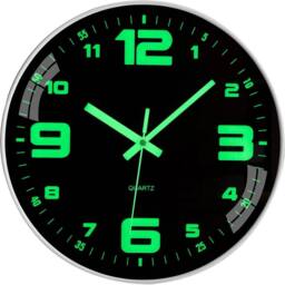 "Hinsinc 12"" Silent Luminous Digital Wall Clock in Black - Size: 0.6m2" - thumbnail 1