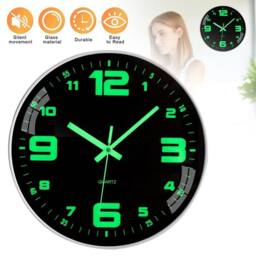 "Hinsinc 12"" Silent Luminous Digital Wall Clock in Black - Size: 0.6m2" - thumbnail 3
