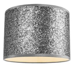 Happy Homewares Modern & Designer Bright Glitter Fabric Pendant/Lamp Shade in Silver - Size: 10 inches - thumbnail 1
