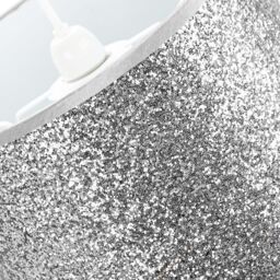 Happy Homewares Modern & Designer Bright Glitter Fabric Pendant/Lamp Shade in Silver - Size: 10 inches - thumbnail 4