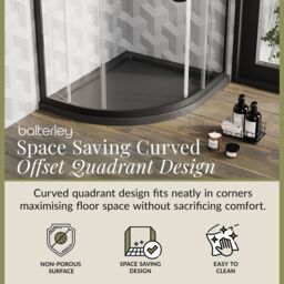 Balterley Premium Shower Tray - Left Hand Offset Quadrant - 900mm x 760mm - Slate Grey - thumbnail 2