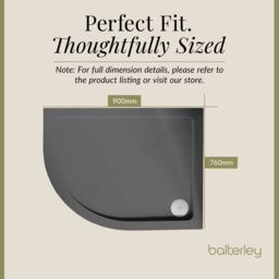 Balterley Premium Shower Tray - Left Hand Offset Quadrant - 900mm x 760mm - Slate Grey - thumbnail 5