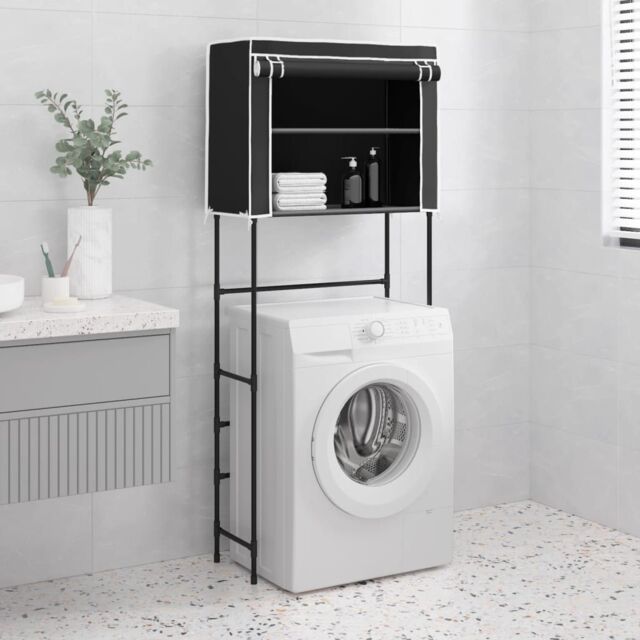 Berkfield Home 2-Tier Storage Rack over Laundry Machine Black 71x29.5x170.5 cm Iron - image 1