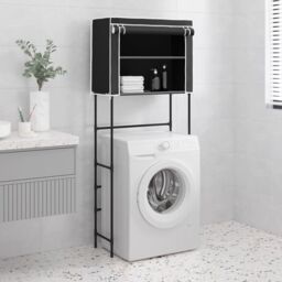 Berkfield Home 2-Tier Storage Rack over Laundry Machine Black 71x29.5x170.5 cm Iron - thumbnail 1