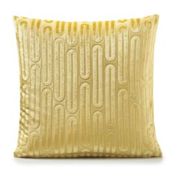 Luxury Living Luxury Obo Cut Velvet Cushion in Yellow - Size: 45 cm x 45 cm