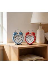 KDMD Retro Heart Bell Twin Alarm Clock 8cm Vintage Bedside - thumbnail 3
