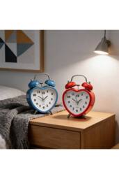 KDMD Retro Heart Bell Twin Alarm Clock 8cm Vintage Bedside - thumbnail 2