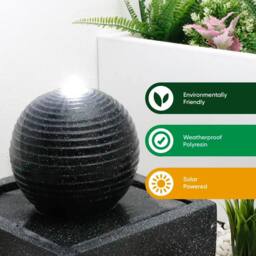 Gardenwize Solar Black Granite Finish Water Feature with Battery Back Up - thumbnail 4