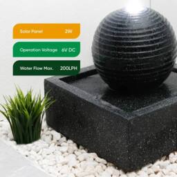 Gardenwize Solar Black Granite Finish Water Feature with Battery Back Up - thumbnail 6
