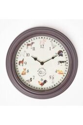 Homescapes Farm Animal Sounds Quartz Wall Clock in Brown - thumbnail 1
