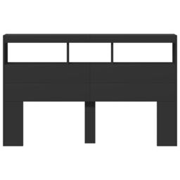 Berkfield Home Headboard Cabinet with LED Black 160x17x102 cm - Size: 160 x 17 x 102 cm - thumbnail 6
