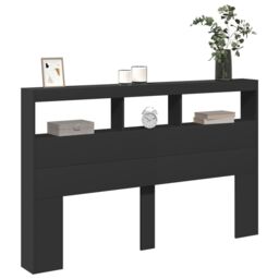 Berkfield Home Headboard Cabinet with LED Black 160x17x102 cm - Size: 160 x 17 x 102 cm - thumbnail 5