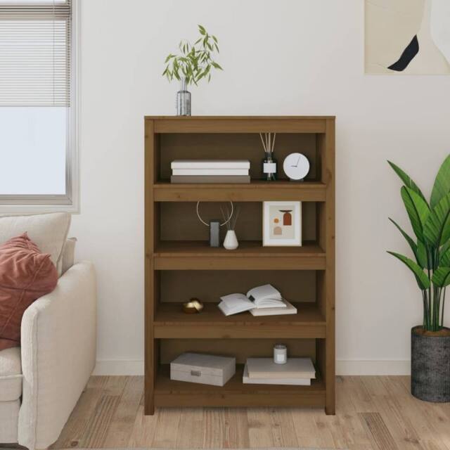 Berkfield Home Beautiful Book Cabinet Honey Brown 80x35x126 cm Solid Wood Pine - Size: 80 x 35 x 126 cm - image 1