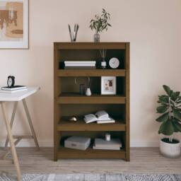 Berkfield Home Beautiful Book Cabinet Honey Brown 80x35x126 cm Solid Wood Pine - Size: 80 x 35 x 126 cm - thumbnail 2