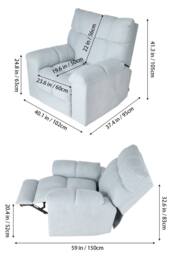Living and Home 270° Swivel Rocker Recliner Chair with Power Recline & Charging Ports in Pale Blue - thumbnail 5