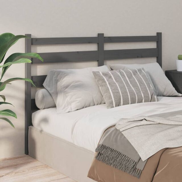 Berkfield Home Bed Headboard Grey 206x4x100 cm Solid Wood Pine - Size: 206 x 4 x 100 cm - image 1