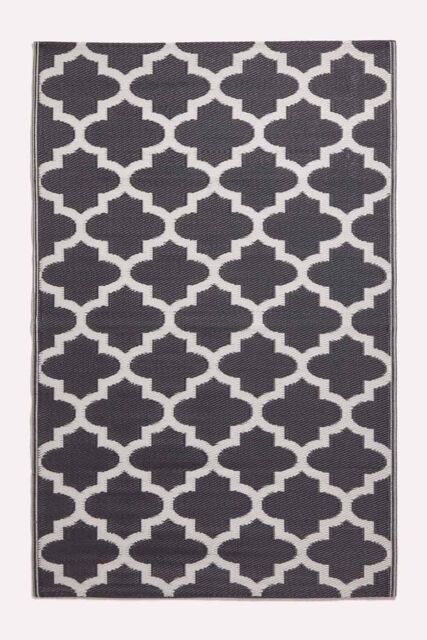 Homescapes Luxury Outdoor Rug Waterproof Reversible, Black Nola Geometric - Size: 180 cm x 270 cm - image 1
