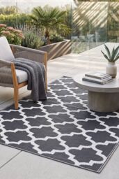 Homescapes Luxury Outdoor Rug Waterproof Reversible, Black Nola Geometric - Size: 180 cm x 270 cm - thumbnail 8