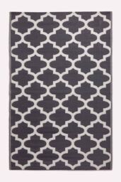 Homescapes Luxury Outdoor Rug Waterproof Reversible, Black Nola Geometric - Size: 180 cm x 270 cm - thumbnail 1