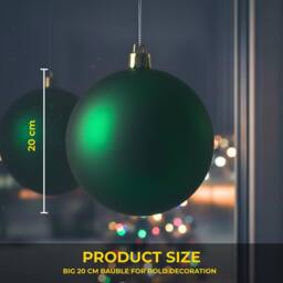 Shatchi 20cm Mat Christmas Bauble - Premium Bauble & Home Décor Ornament in Dark Green - Size: 20 cm - thumbnail 6