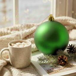 Shatchi 20cm Mat Christmas Bauble - Premium Bauble & Home Décor Ornament in Dark Green - Size: 20 cm - thumbnail 2