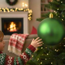 Shatchi 20cm Mat Christmas Bauble - Premium Bauble & Home Décor Ornament in Dark Green - Size: 20 cm - thumbnail 7